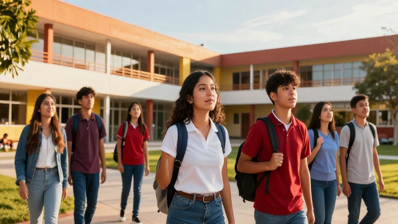 Estudiantes mexicanos vibrantes en campus modernizado