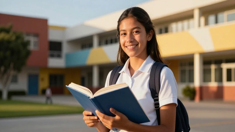 Estudiante mexicano sonríe bajo la luz dorada