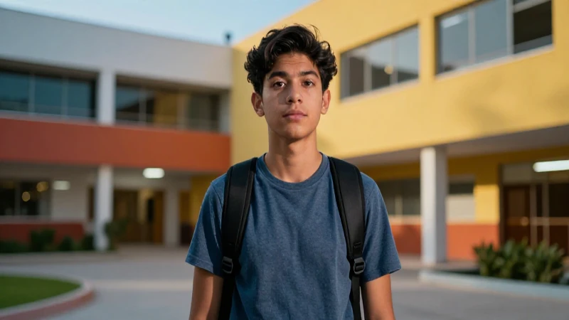 Estudiante mexicano moderno y decidido en campus
