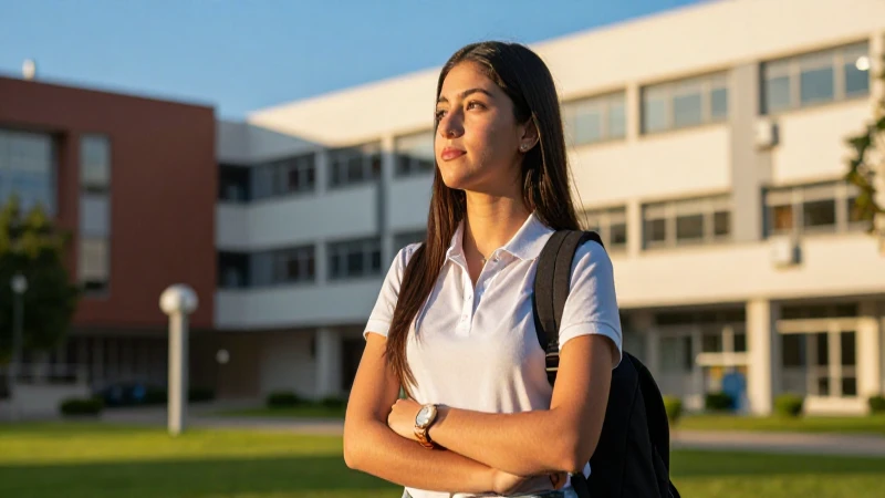 Retrato profesional de estudiante mexicana al atardecer