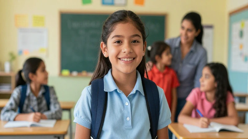 Joven mexicana alegre en clase moderna