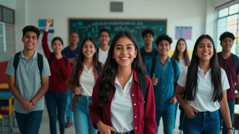 Estudiantes mexicanos felices logran éxito escolar