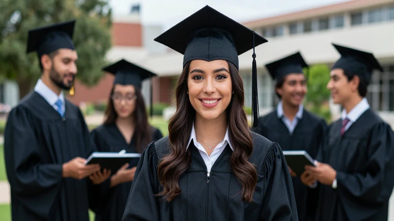 Retrato hiperrealista vibrante de mexicano graduado