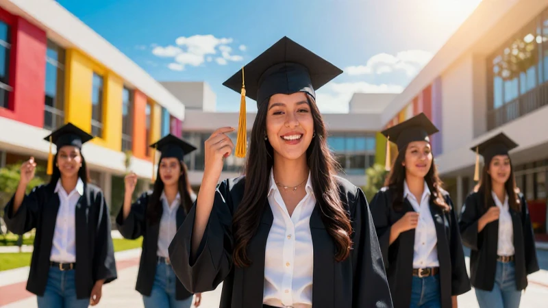Graduación estudiantil mexicana vibrante y detallada