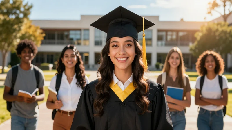 Graduado mexicano sonriente en campus