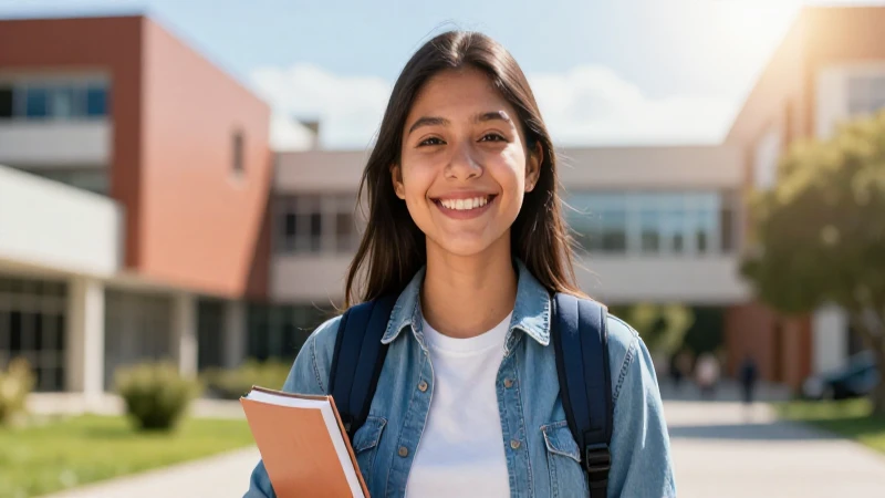 Joven estudiante mexicano sonríe, lleno de esperanza
