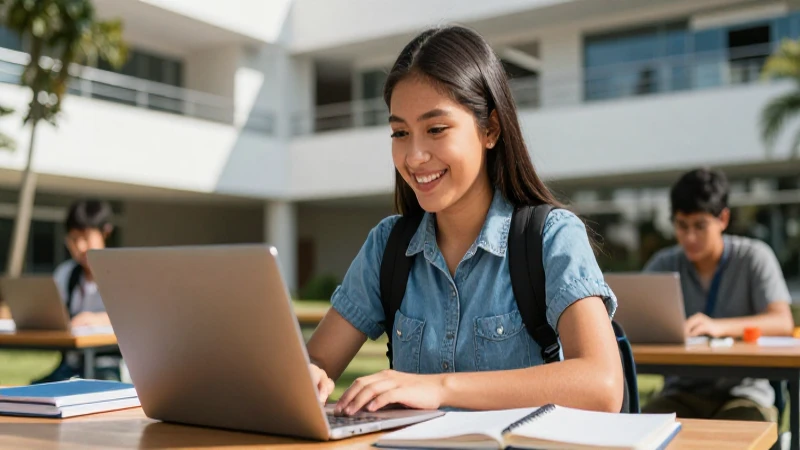 Estudiante mexicano en campus universitario vibrante