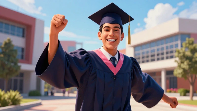 Joven mexicano exitoso en graduación, ilustración detallada