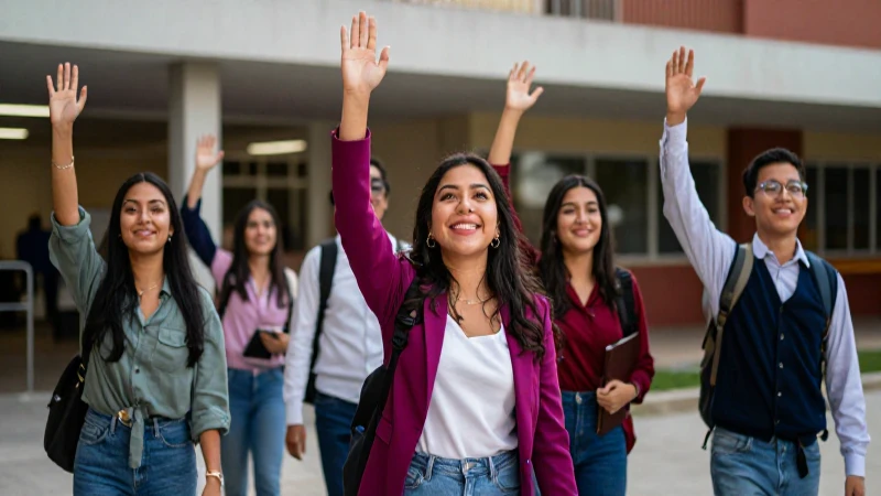 Estudiantes mexicanos celebrando su éxito académico
