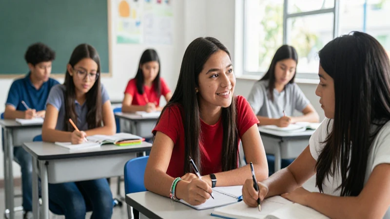 Estudiantes mexicanos aprendiendo en aula moderna