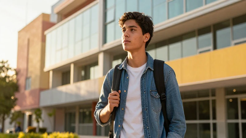 Estudiante mexicano bajo luz cinematográfica brillante