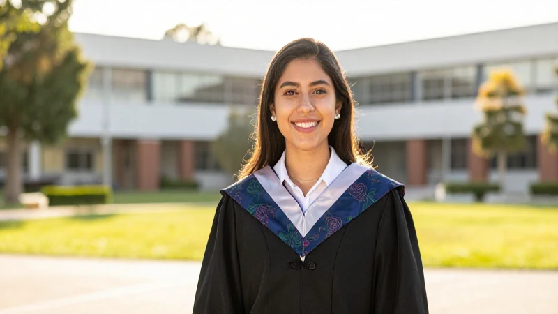 Retrato académico vibrante de estudiante mexicano