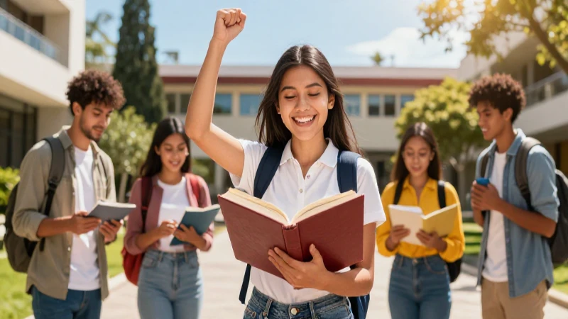 Ilustración vibrante de éxito educativo mexicano