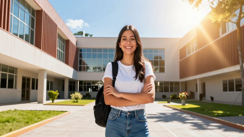 Estudiante mexicano en campus universitario vibrante