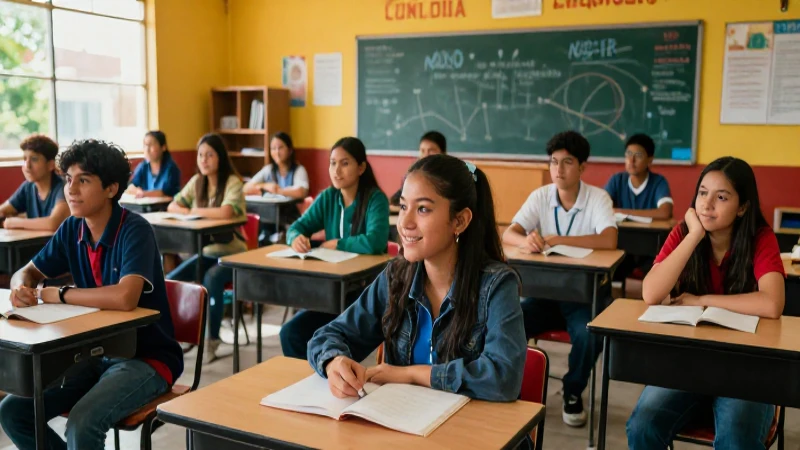 Jóvenes mexicanos exitosos en un aula moderna