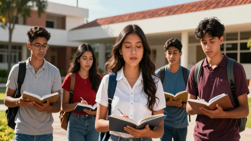 Jóvenes estudiantes mexicanos brillantes en un campus moderno