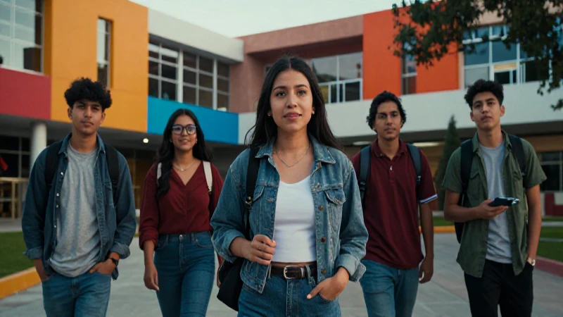 Estudiantes mexicanos en campus moderno, foto profesional