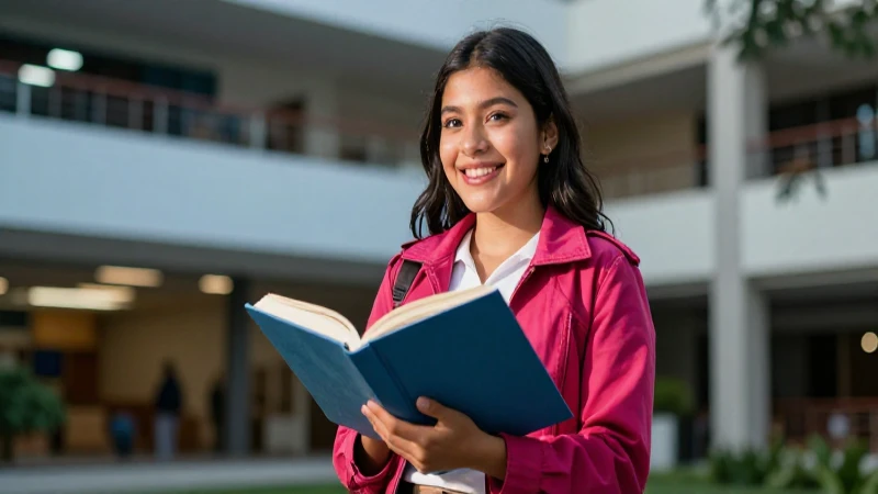 Estudiante mexicano alegre logrando éxito académico
