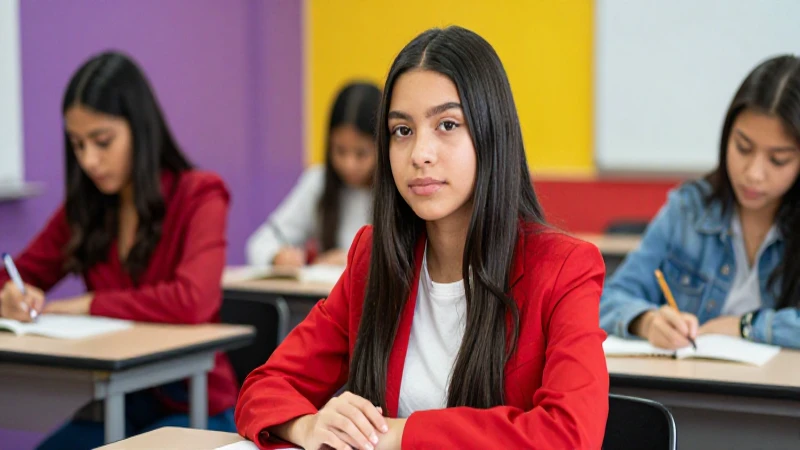 Estudiante mexicano concentrado en aula moderna