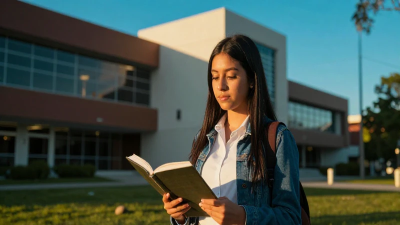 Estudiante mexicano con atmósfera cinematográfica en la universidad