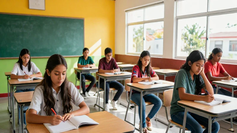 Estudiantes mexicanos en clase con luz cinematográfica