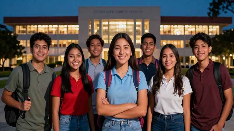 Ilustración vibrante de estudiantes mexicanos universitarios