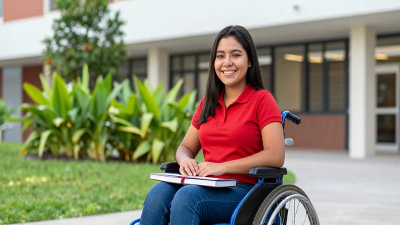 Estudiante mexicano sonriente con discapacidad