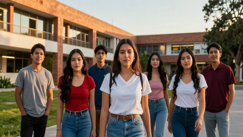 Estudiantes mexicanos en campus con luz cinematográfica