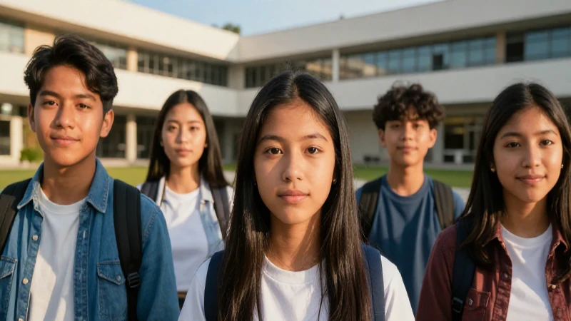 Jóvenes mexicanos exitosos en campus al atardecer