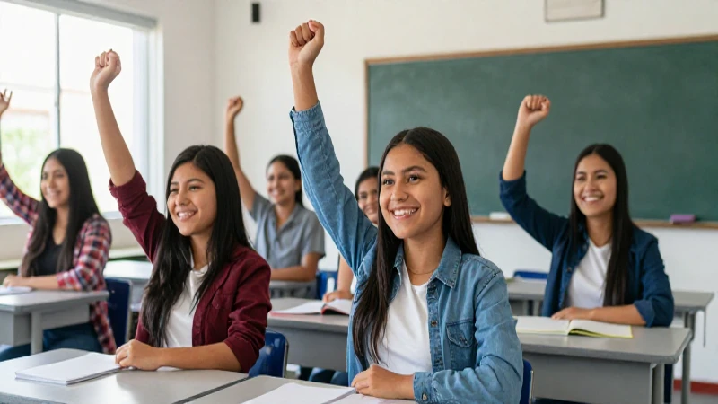 Estudiantes mexicanos celebrando éxito académico