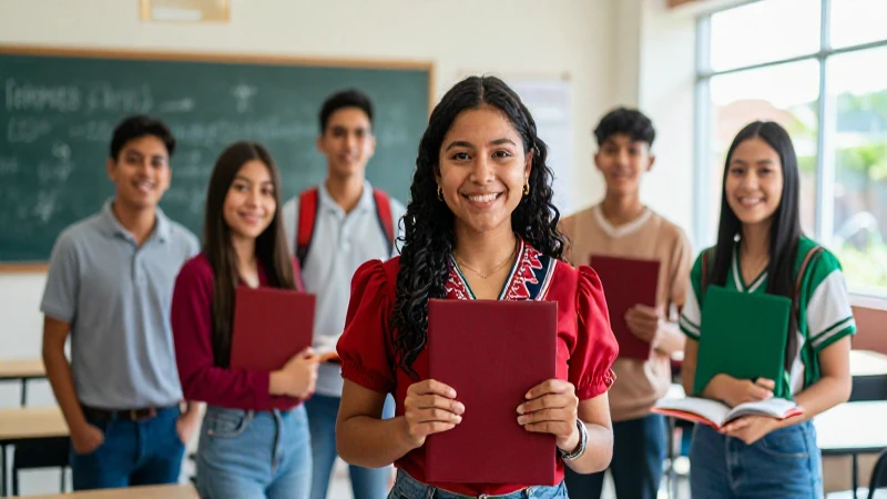 Estudiantes mexicanos celebrando el éxito académico