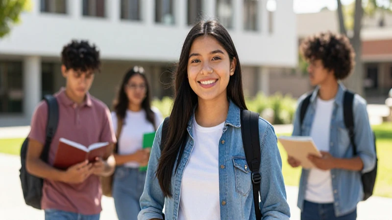Joven mexicano sonriente en campus universitario