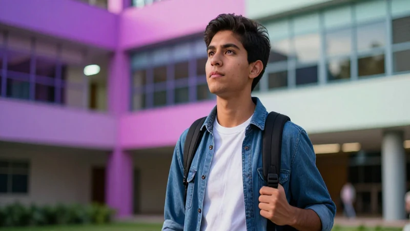 Joven erudito mexicano, aspiración y universidad vibrante