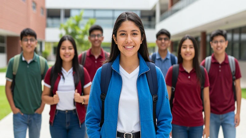 Estudiantes mexicanos con futuro brillante en campus moderno