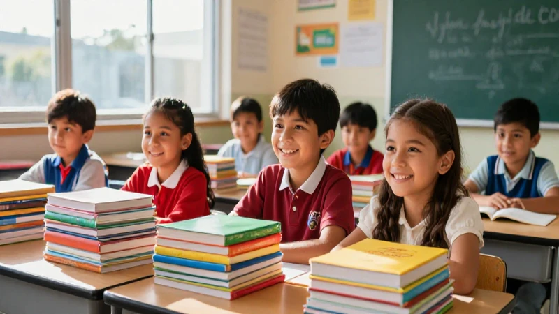 Alumnos mexicanos alegres en clase bajo luz brillante