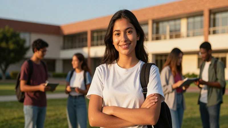 Estudiante mexicano brillante y moderno en campus