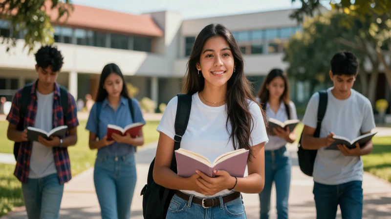 Jóvenes mexicanos diversos en campus universitario