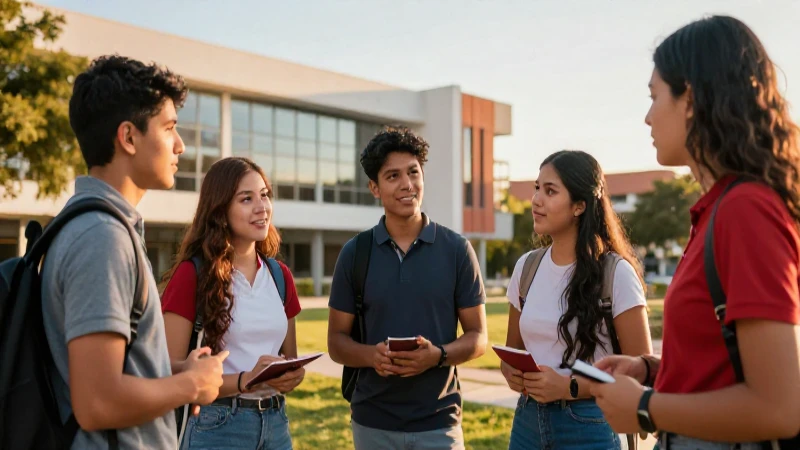 Estudiantes mexicanos colaboran en campus universitario moderno