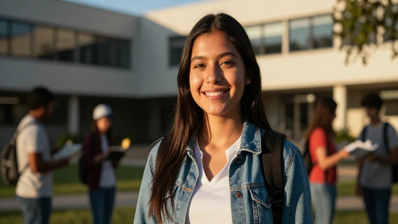 Retrato vibrante de estudiante mexicano en campus