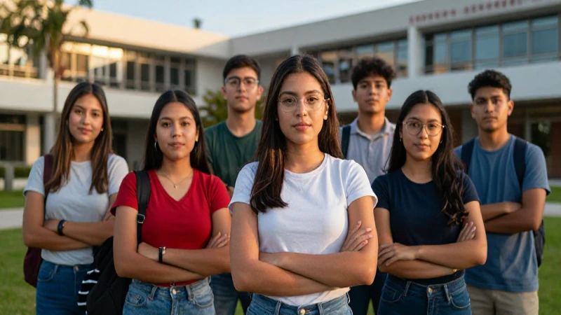 Estudiantes mexicanos en moderno campus universitario