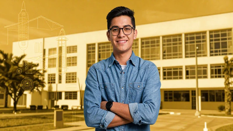 Estudiante mexicano de ingeniería en campus