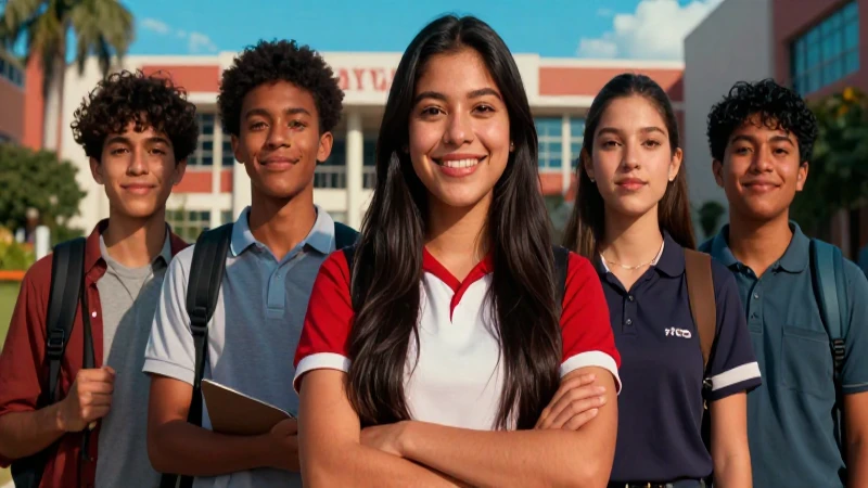 Estudiante mexicano exitoso en un campus moderno