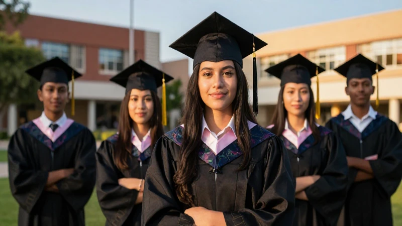 Estudiante mexicano graduado en campus moderno