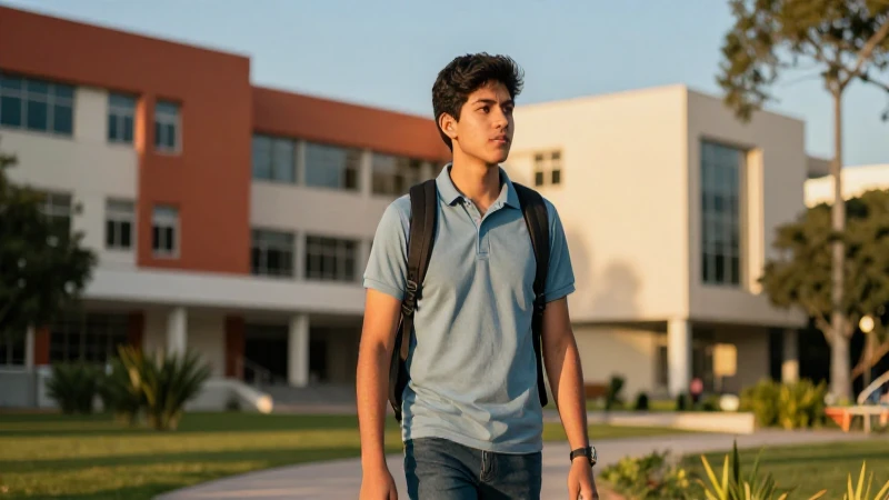 Estudiante mexicano confiado en campus universitario