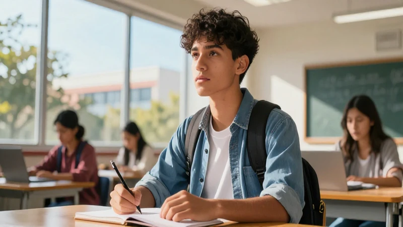 Estudiante mexicano moderno busca éxito y progreso