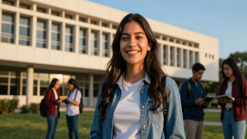 Estudiante mexicana sonriente en campus IPN