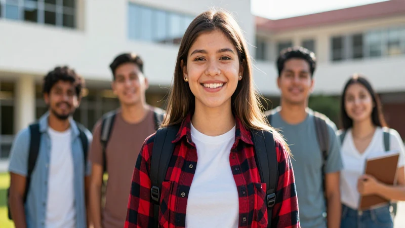 Retrato vibrante de estudiante mexicano moderno en campus