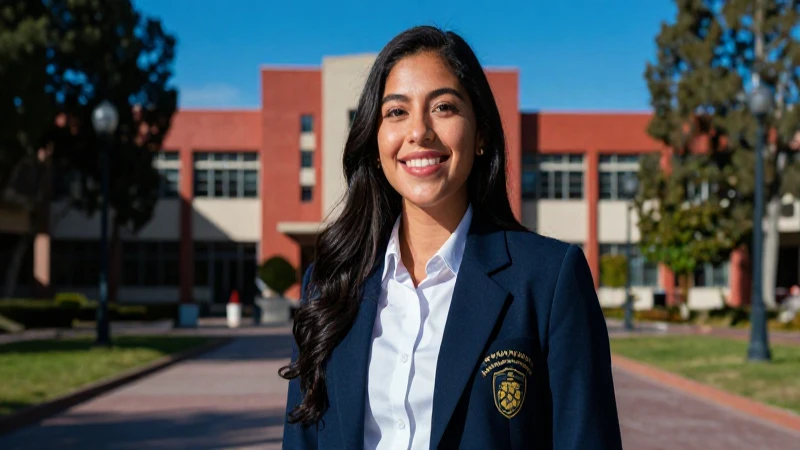Estudiante mexicano vibrante en campus, estilo dramático