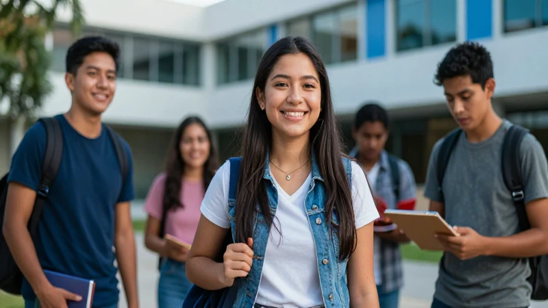Estudiante mexicano sonriente en campus universitario