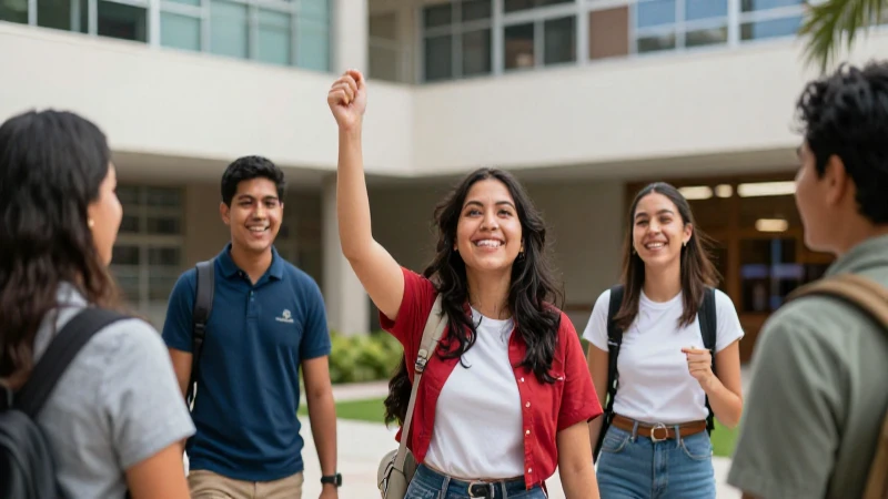 Estudiantes mexicanos celebrando el éxito académico con estilo